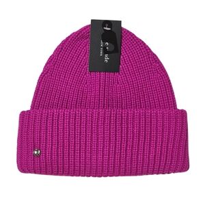 Kate Spade Hat Beanie Marker Pink Wool Blend Knit Spade Cuff Preppy Winter Gifts